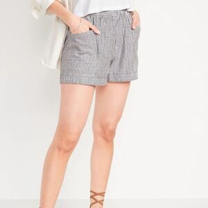 Old Navy High Waisted Railroad Stripe Linen Blend Shorts Size XS